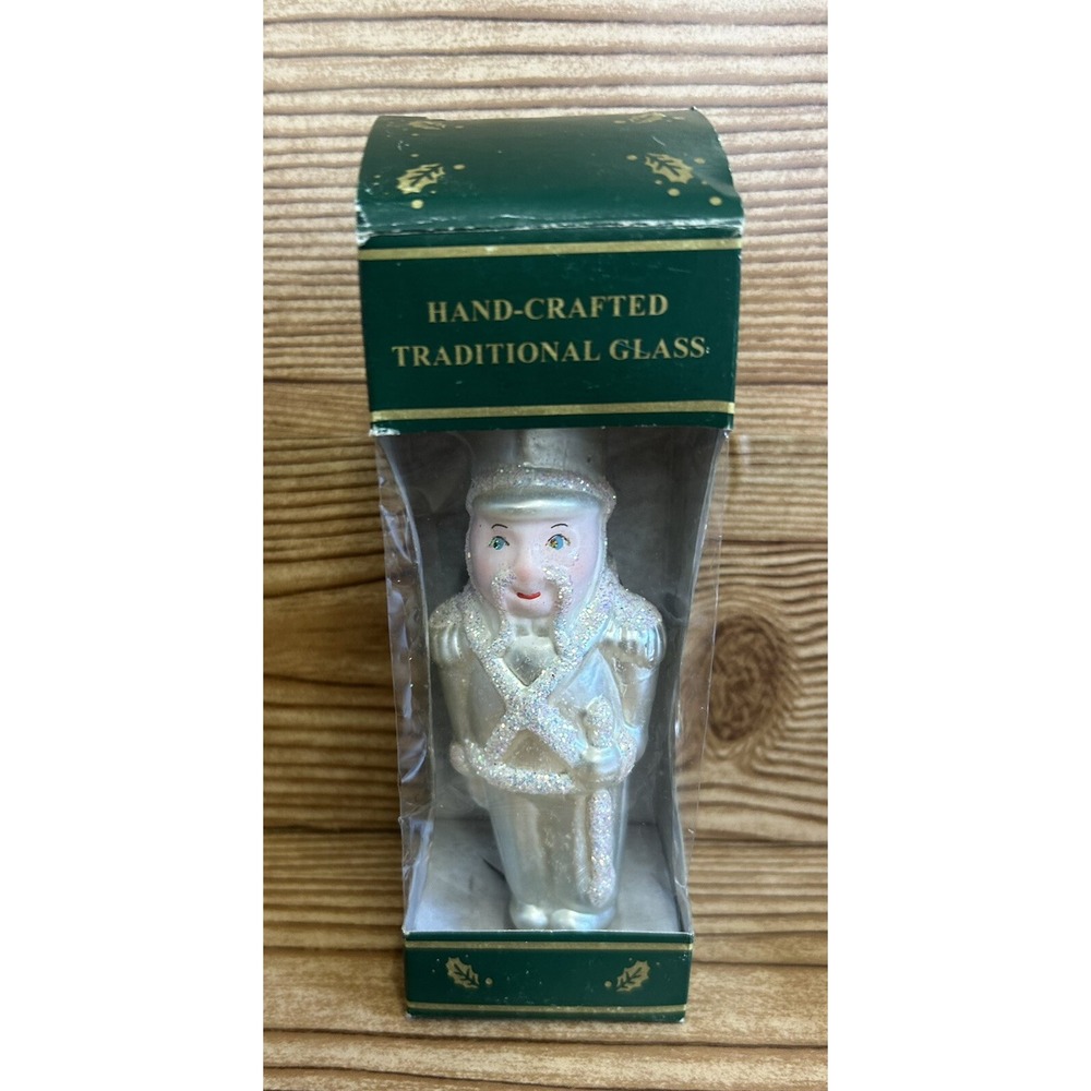Silver‎ Nutcracker Handcrafted Glass Christmas Ornament Kurt Adler Colombia 5"